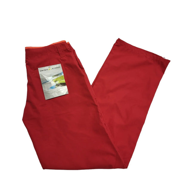 DKNY Jeans Red Wide Leg Trousers Uk Women's Small Bnwt W27 L30 BB511