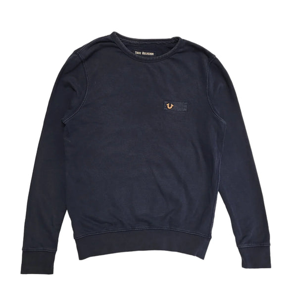 True Religion Y2K Navy Blue Round Neck Sweatshirt Uk Men's Size Large