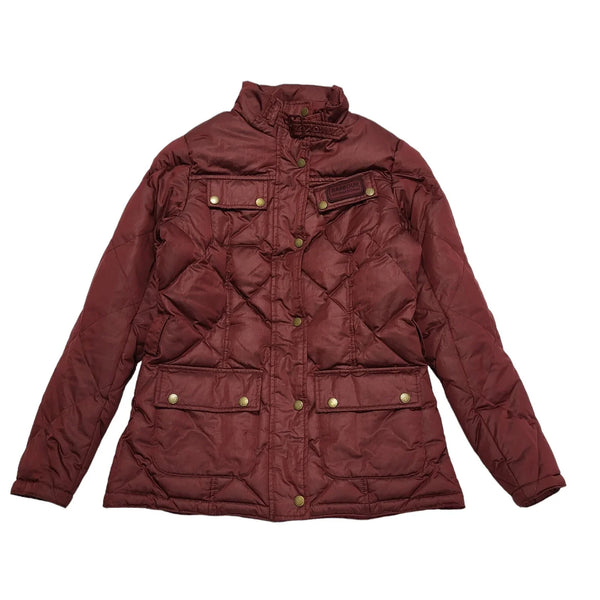 Barbour Nation Down Pink Zip & Snap Quilted Jacket Uk Women's 10 BB924