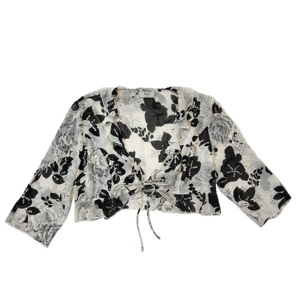 Michaela Louisa 90s Vintage Floral Print Front Tie Crop Blouse Women's 16