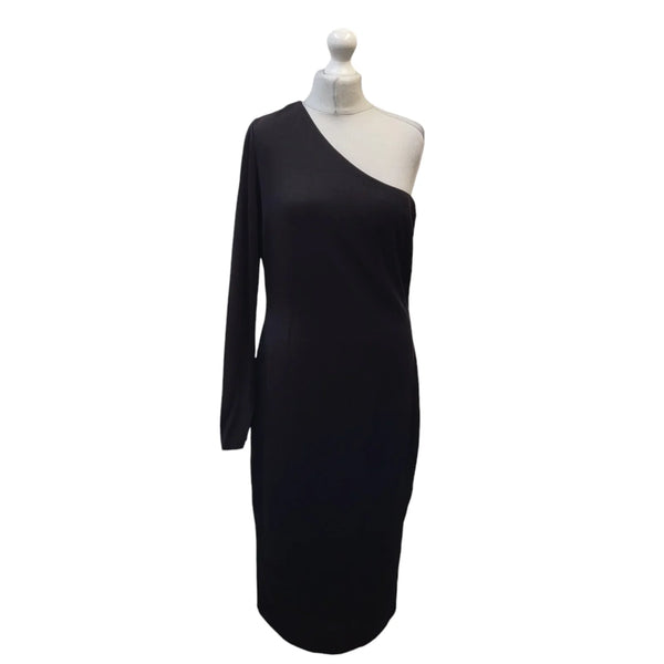 Warehouse Black One Shoulder Dress Uk Women's Size 18 Bnwt EE411