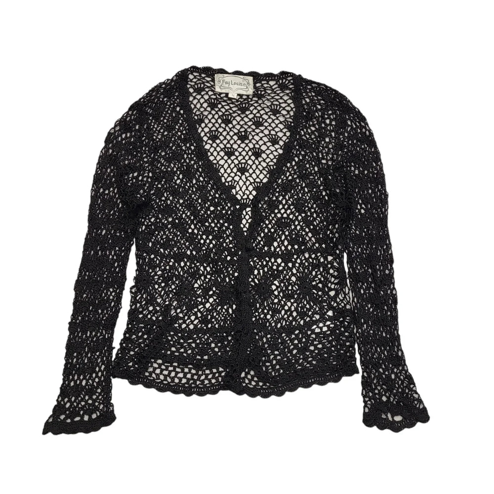 Fay Louise Vintage 90's Black  Button Up Long Sleeve Cardigan Women's UK M