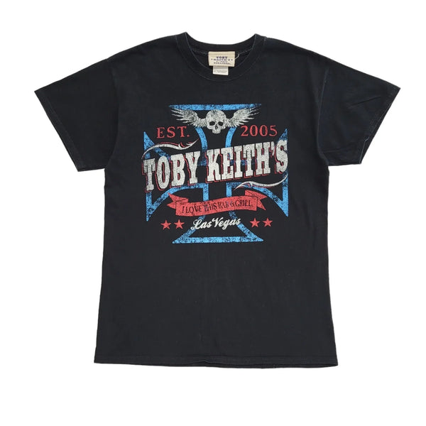 Toby Keiths 2005 Vintage Y2K Black Short Sleeve T-Shirt Mens UK Size M