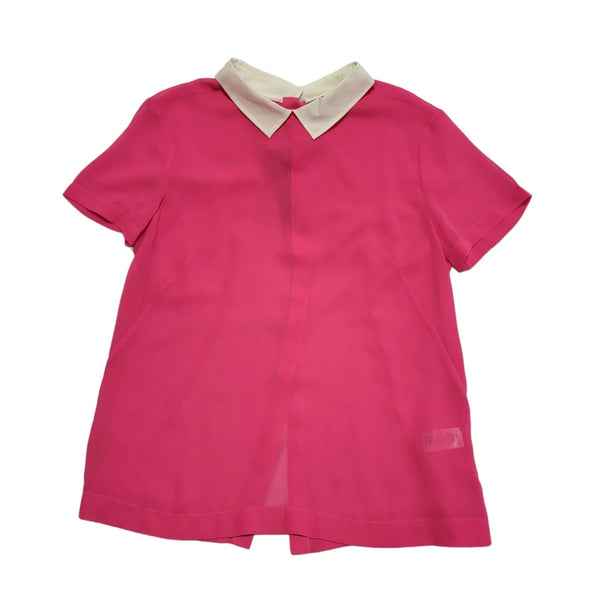 French Connection Pink Sheer Collared T-Shirt BNWT Womens UK 12 CC332