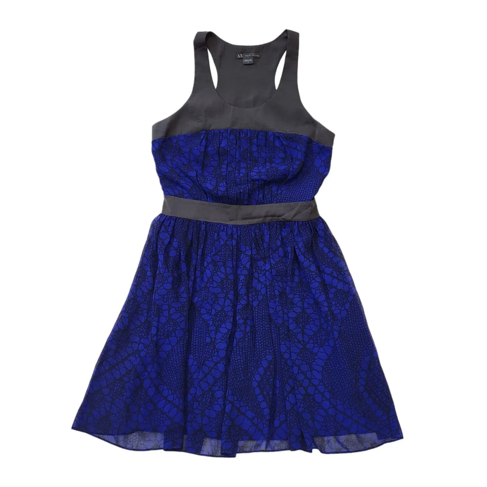 Armani Exchange Blue Black Sleeveless Evening Dress Women's UK 8 EU 36 H395