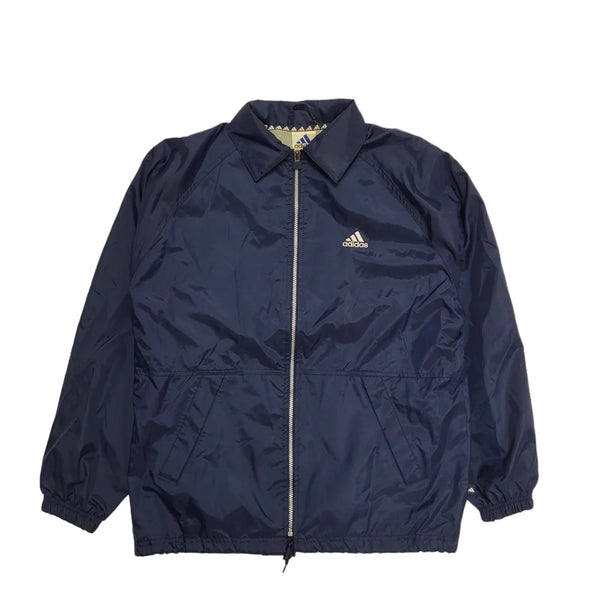 Adidas 90s Vintage Navy Blue Zip Up Jersey Lined Sports Jacket Uk Men's Size M