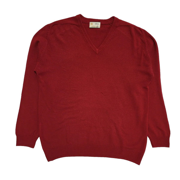 Marks And Spencer Red V-Neck Wool Jumper Uk Men's Size XL L589