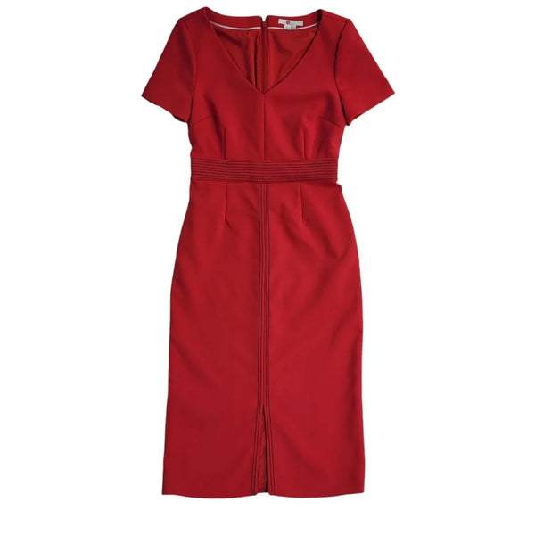 Boden Red V-Neck Short Sleeve Midi Dress Vintage Y2K Women's UK Size 10