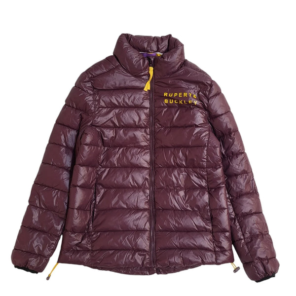 Rupert & Buckley Burgundy Zipped Quilted Jacket Uk Women's Size 12 EE298