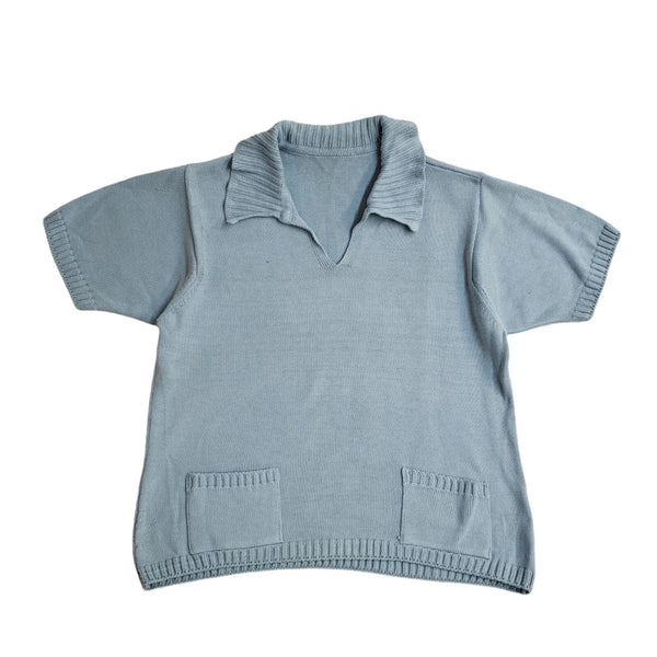 Vintage Blue Y2K Short Sleeve Collared T-Shirt UK Women's Size 12