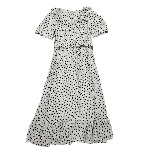 River Island White Black Polka Dot Short Sleeve Dress Uk Women's 14 Bnwt BB979