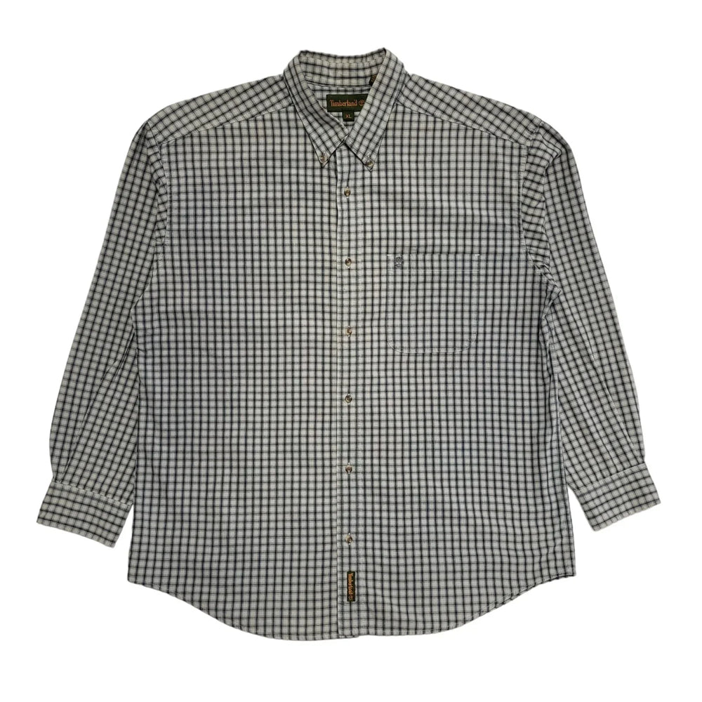 Timberland Vintage 90's Grey & Blue Checked Long Sleeve Shirt Mens UK XL
