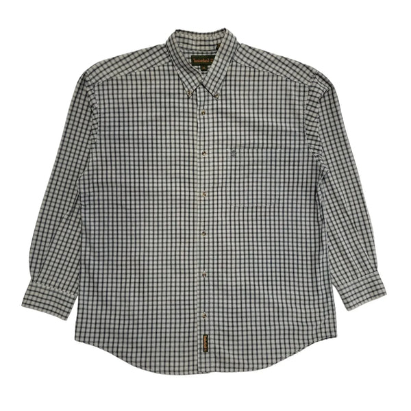 Timberland Vintage 90's Grey & Blue Checked Long Sleeve Shirt Mens UK XL