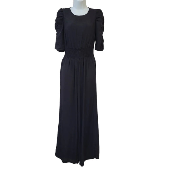 M&S Black 3/4 Sleeve Round Neck Jumpsuit Uk Women's Size 8 Bnwt EE421