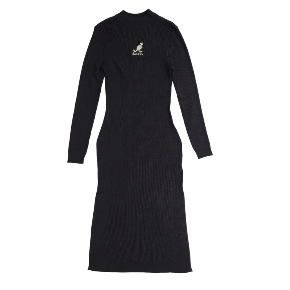 H&M Kangol Vintage Y2K Black Body Con Long Sleeve Jumper Dress Women's UK Size S
