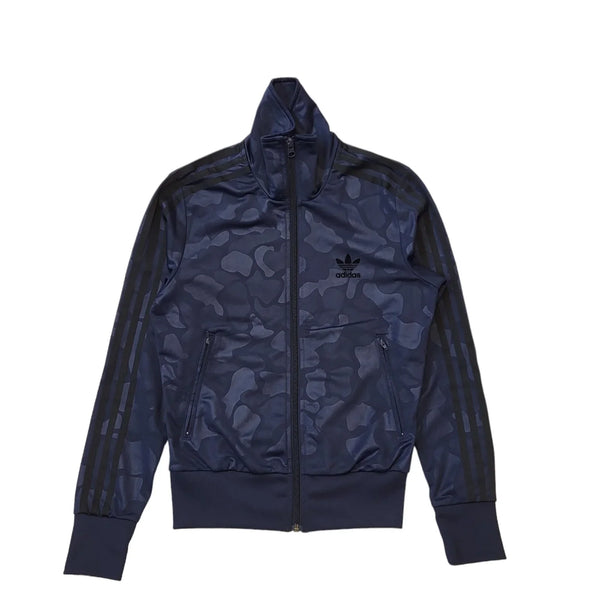 Adidas Dark Blue Patterned Tracksuit Track Jacket Women's Uk S 8 H92