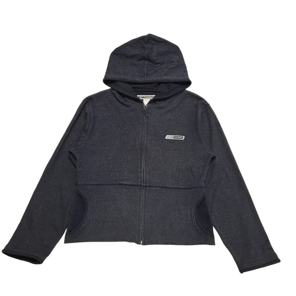 Reebok Blue Zipped Drawstring Sweatshirt Hoodie Women's Uk 14 eu 42 H579