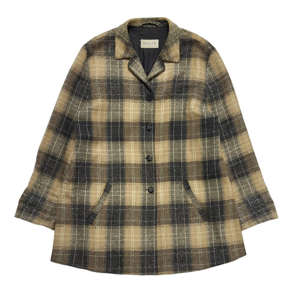 Basler 90s Vintage Brown Grey Check Wool Casual Jacket Uk Women's Size 14