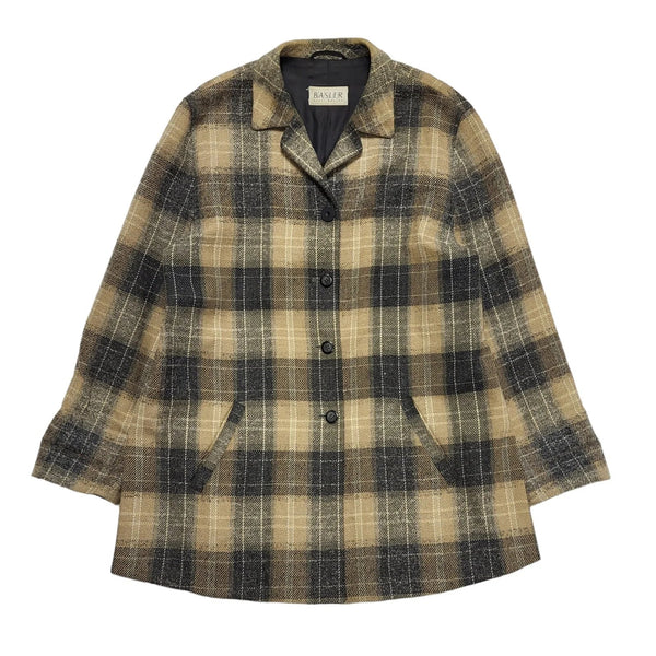 Basler 90s Vintage Brown Grey Check Wool Casual Jacket Uk Women's Size 14