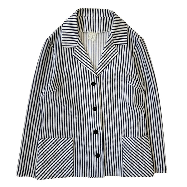 70s Vintage Blue & White Striped Button Jacket Women's Size Medium Eu 38