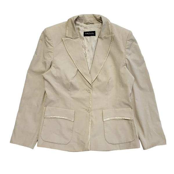 Betty Barclay Vintage 90s Beige Solid Blazer Jacket Womens Size 16