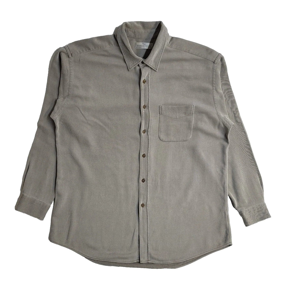 Marks and Spencer Grey Vintage 90's Long Sleeve Shirt UK Men's Size L