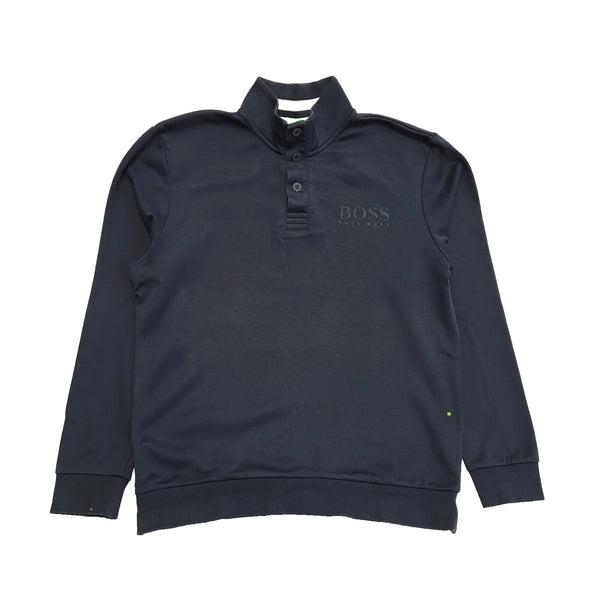 Hugo Boss Navy Blue 1/4 Button Jumper Uk Men's Size Large L390
