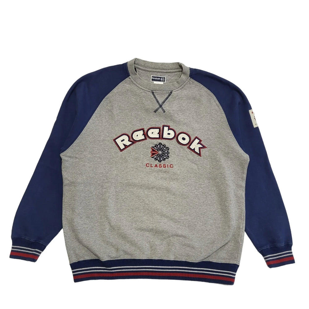 Reebok Grey & Blue Vintage 90s Sweatshirt Uk Men's Size Small