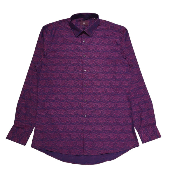 Moss Esq Purple Long Sleeve Shirt Uk Men's Large Long BB379