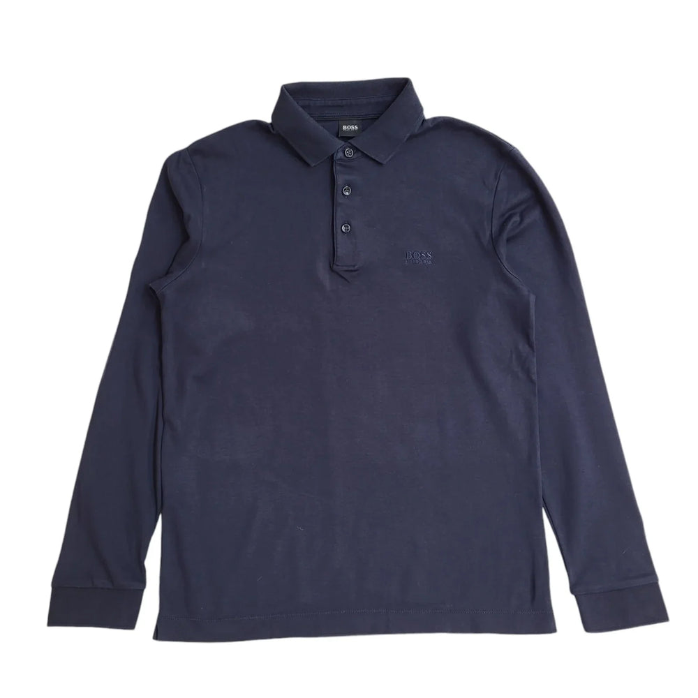 Hugo Boss Polo Shirt Blue Long Sleeve Mens Size UK S EE355