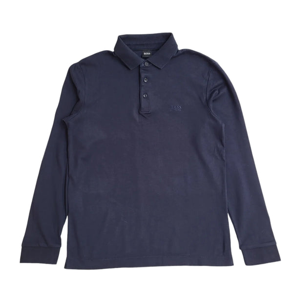 Hugo Boss Polo Shirt Blue Long Sleeve Mens Size UK S EE355
