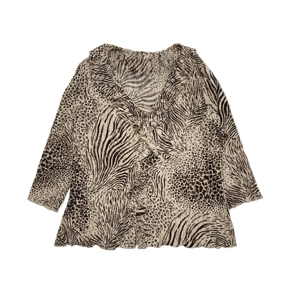 Berkertex Animal Print Button Up Blouse Womens UK 18