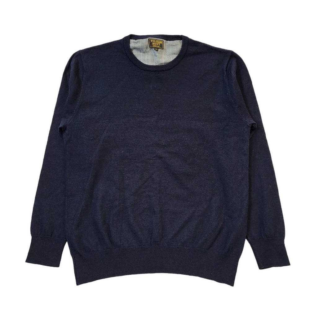 William Hunt Black Crew Neck Wool Jumper Uk Men's 2XL G515