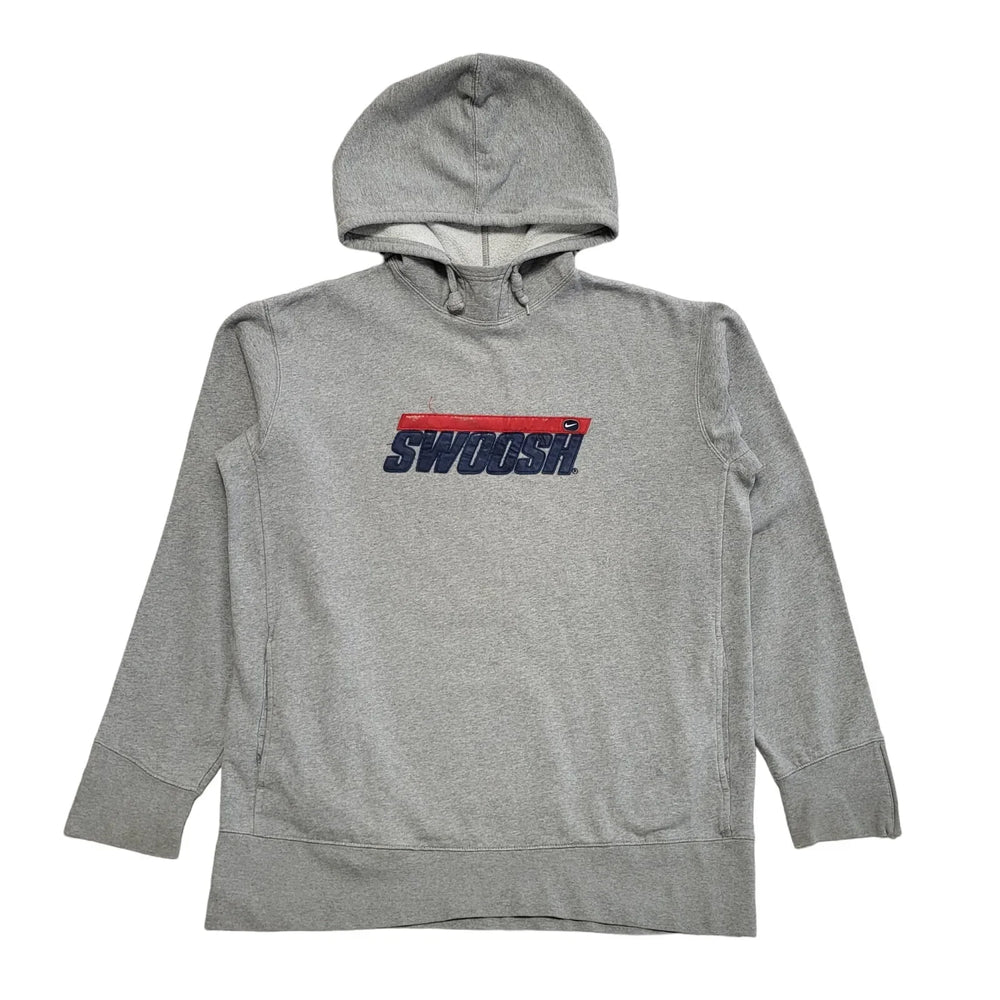 Nike Swoosh Vintage Y2k Grey Pullover Sweatshirt Hoodie Uk Men's Size L