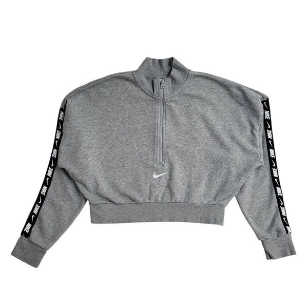 Nike Grey 1/4 Zip Cropped Sports Sweatshirt Women's UK Size M EE614