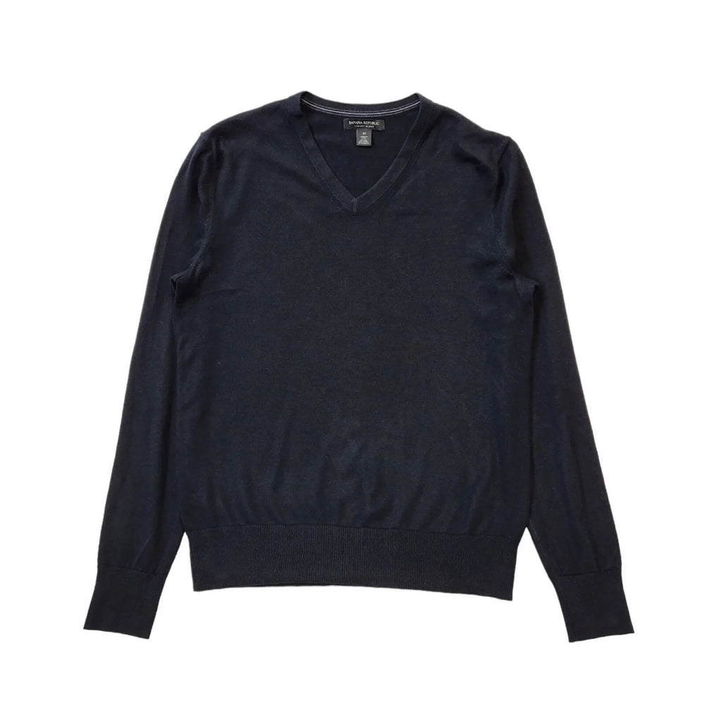 Banana Republic Black V-Neck Silk Blend Jumper Uk Men's Medium G494