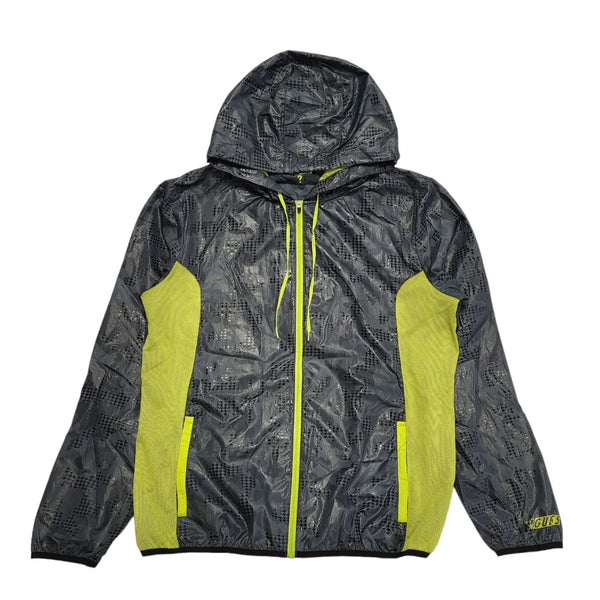 Guess Grey Green Zipped Lightweight Hooded Sports Jacket uk Men's L K510
