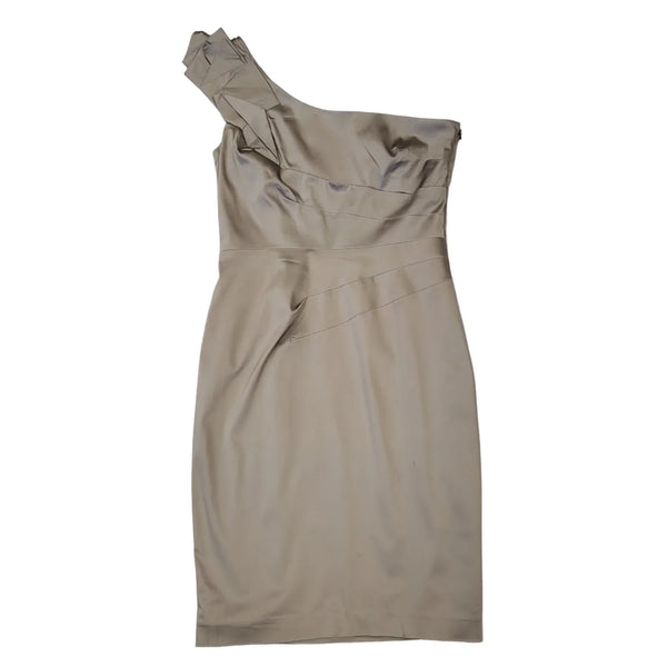 Jane Norman Vintage 90s Grey One Shoulder Dress Uk Women's Size 14