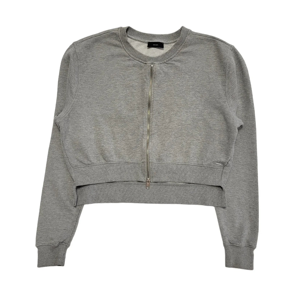 Diesel Grey Y2K Vintage Full Zip Cropped Jacket UK Women's Size M