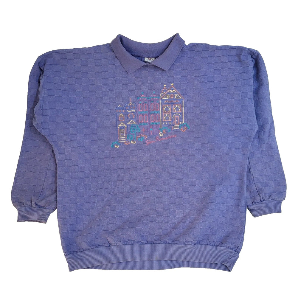 Vintage 90's Purple Collared Jumper UK Men's Size XL