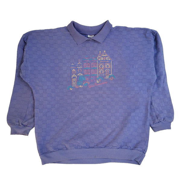 Vintage 90's Purple Collared Jumper UK Men's Size XL