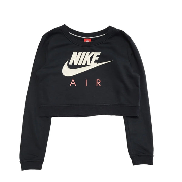 Nike Black Cropped Round Neck Sweatshirt Uk Women's Size M DD507