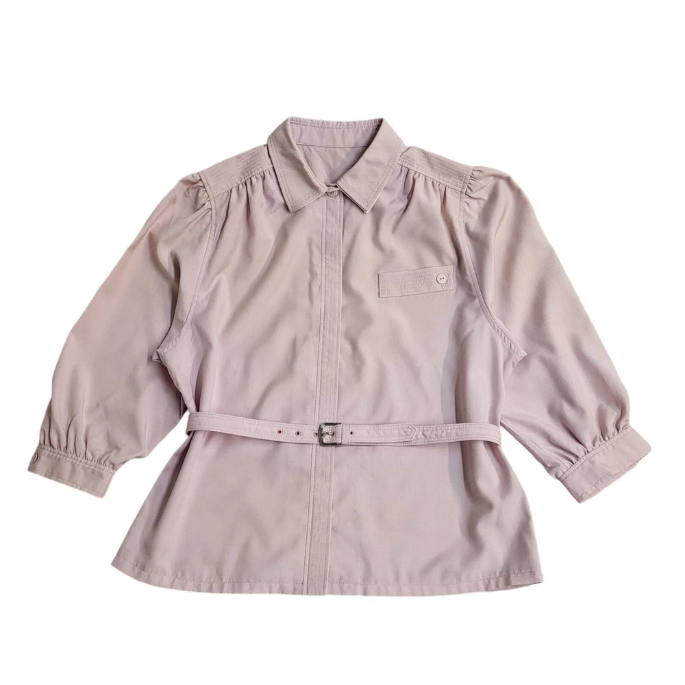 Del Mod Pink Belted 3/4 Length Sleeve Shirt Vintage 90's Women's UK Size 14