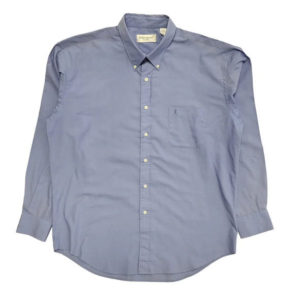 Yves Saint Laurent Vintage 90s Blue Long Sleeve Shirt Uk Men's Size XL