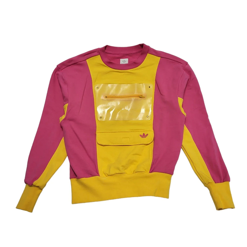 Adidas Pink Yellow Round Neck Sports Sweatshirt Uk Women's Size 8 CC231