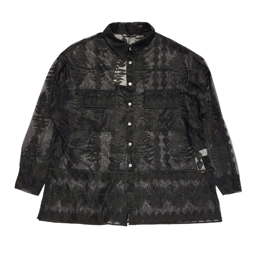 Zara Black Long Sleeve Blouse Uk Women's Size Small Bnwt CC160