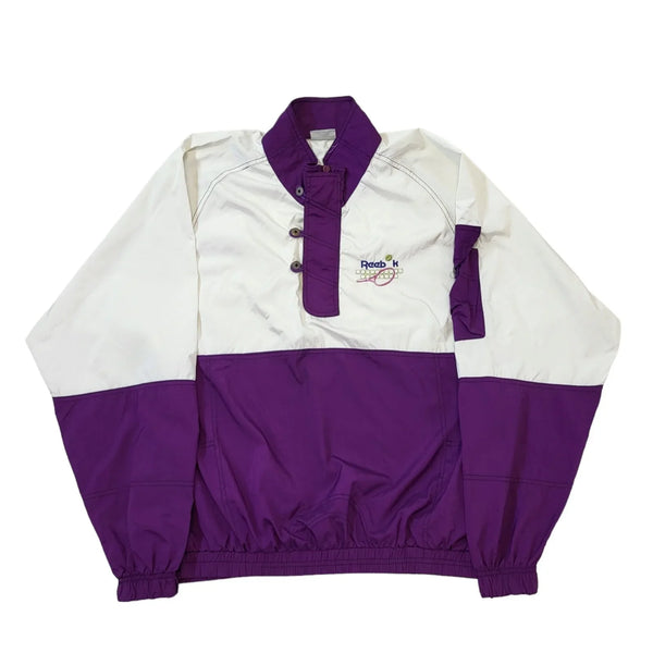 Reebok 80s Vintage Tennis White & Purple Lightweight Sports Jacket Men's Size L
