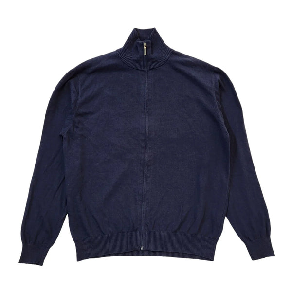 Tucci Navy Blue High Neck Cotton Cardigan Uk Men's Medium G523