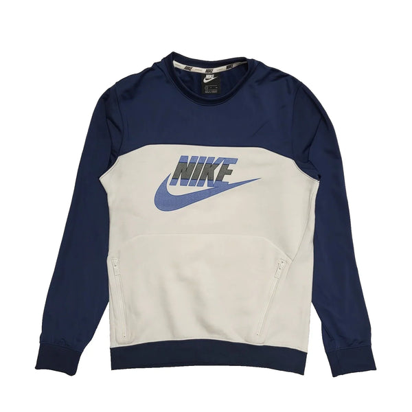 Nike White Blue Pouch Crew Neck Sweatshirt Uk Men's Size Small L367
