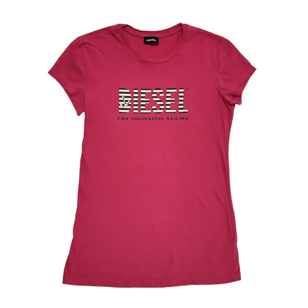 Diesel Pink Y2k Round Neck T Shirt Uk Women's Size Small